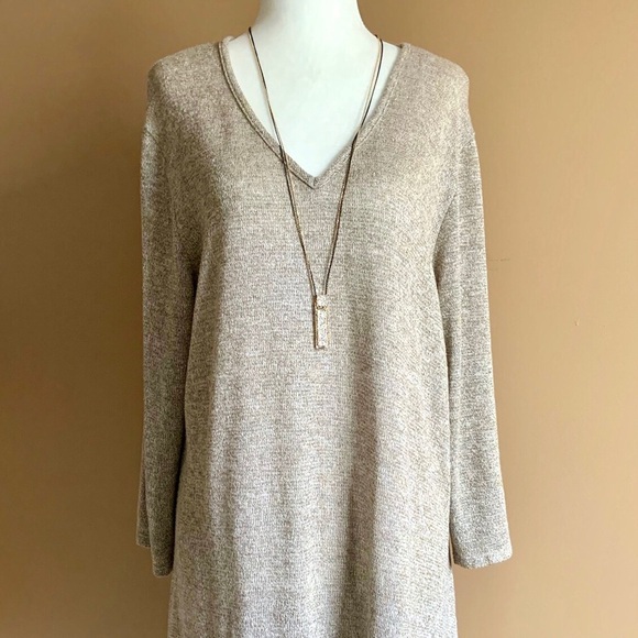 Long crystal pendant double chain necklace - Picture 6 of 6